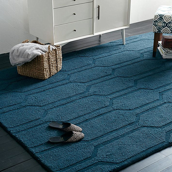 Blue honeycomb rug