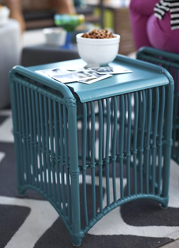 Blue lattice side table