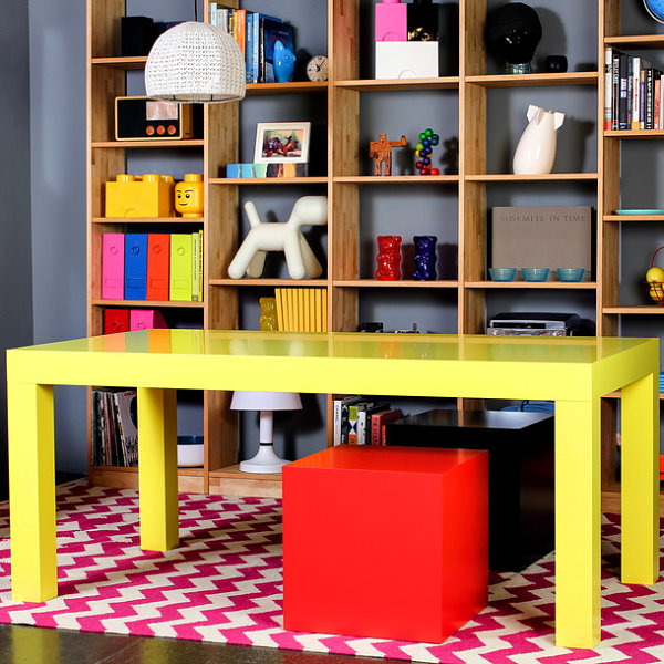 Bright yellow dining table