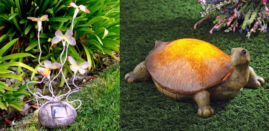 Butterfly and turtle solar powered lights