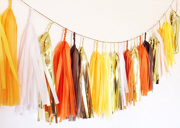 Candy corn Halloween tassel garland