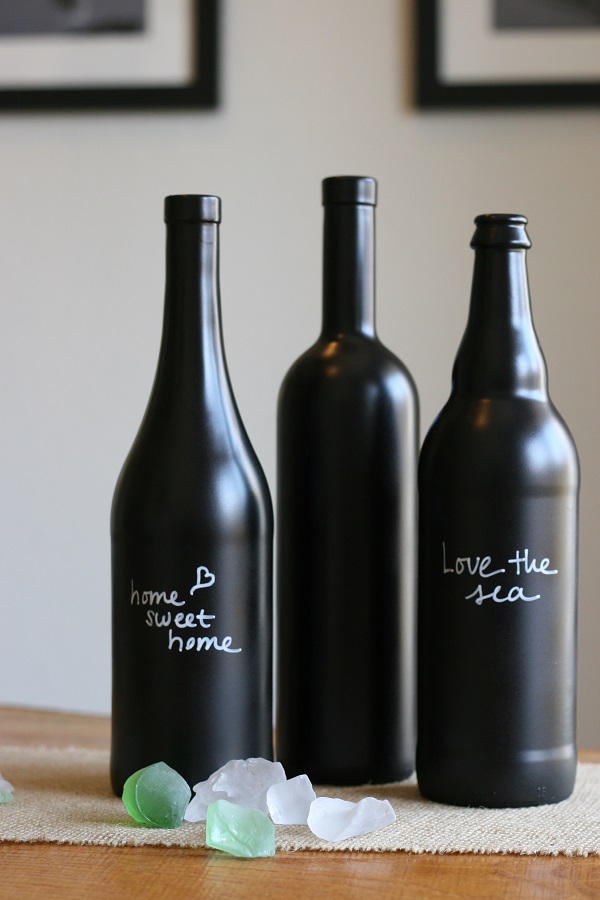 Chalkboard wine bottles