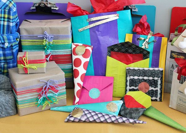 easy colorful gift wrap idea