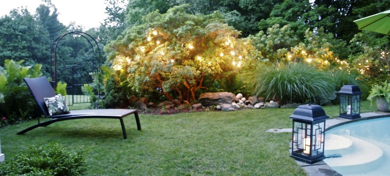 Combine various solar powered lights for your perfect outdoor living area