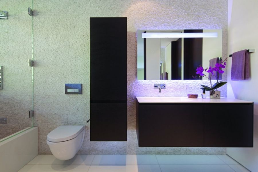 Contemporary bathroom with floating vanity