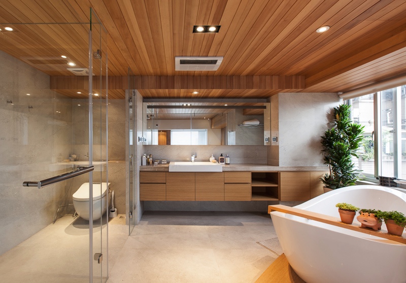 Contemporary spa-like bathroom at home