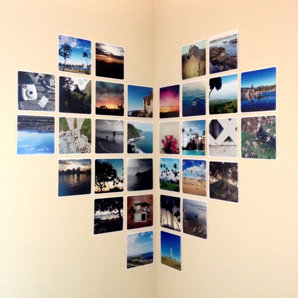 Corner wall heart with photo prints