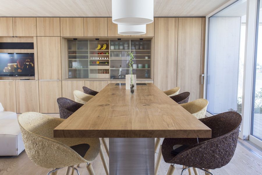 Dining space with wooden table