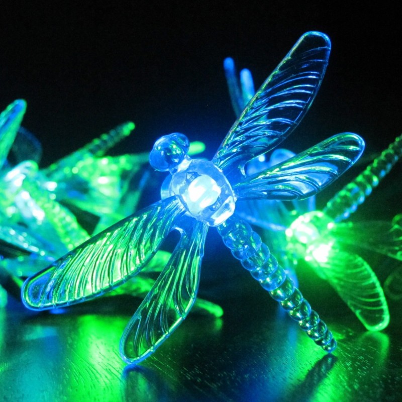 Dragonfly solar powered string lights