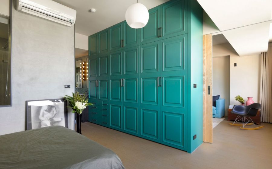 Elegant crafted bedroom with sliding doors