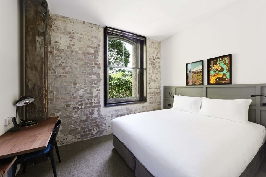 Exposed brick walls of 1888 Hotel