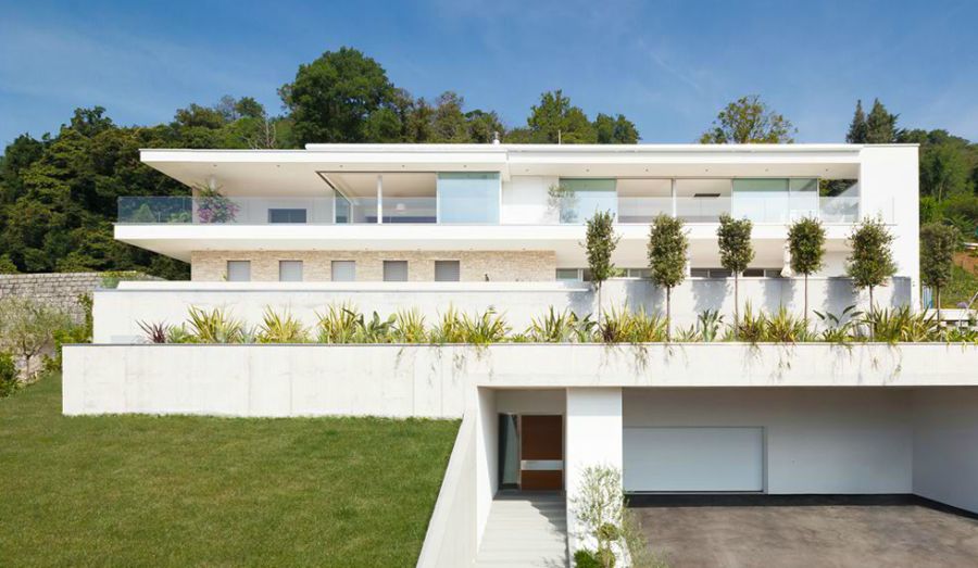 Facade of House Lombardo in Switzerland