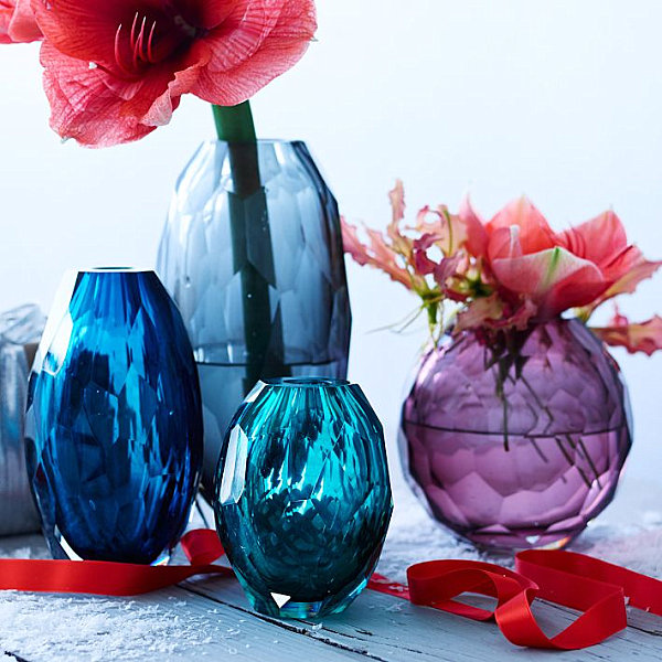 Faceted glass vases