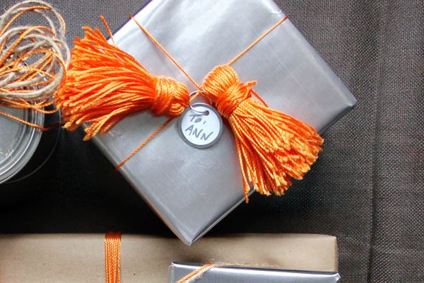 Gift wrap with colorful tassels