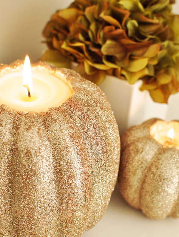 Glam pumpkin candle holder DIY