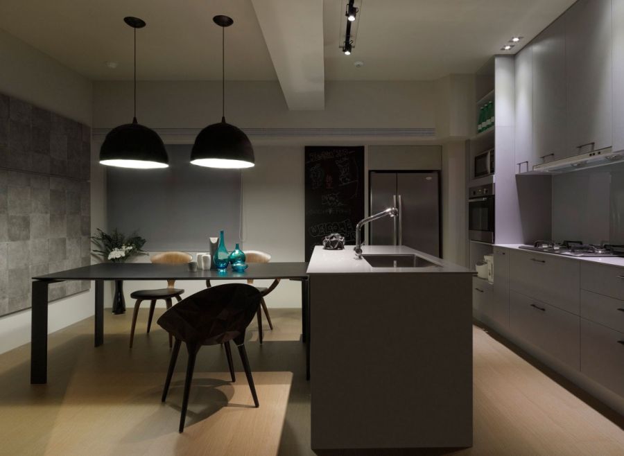 Gorgeous dining area in dark hues