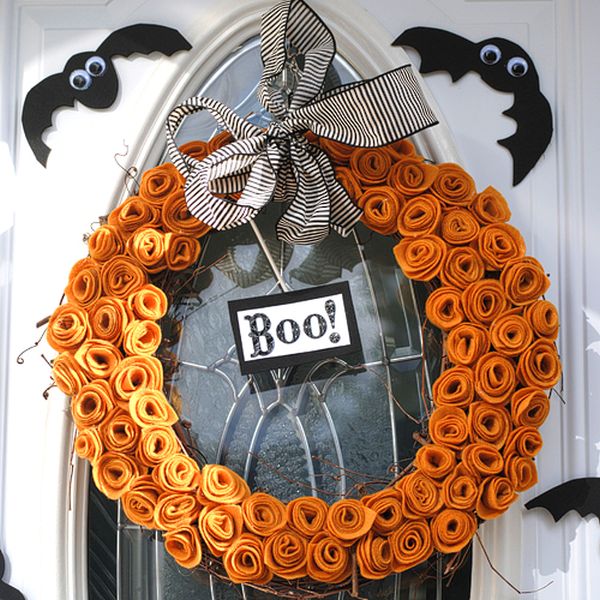 Halloween Felt flower wreath DIY