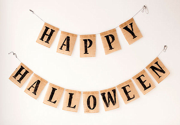 Halloween burlap bunting banner