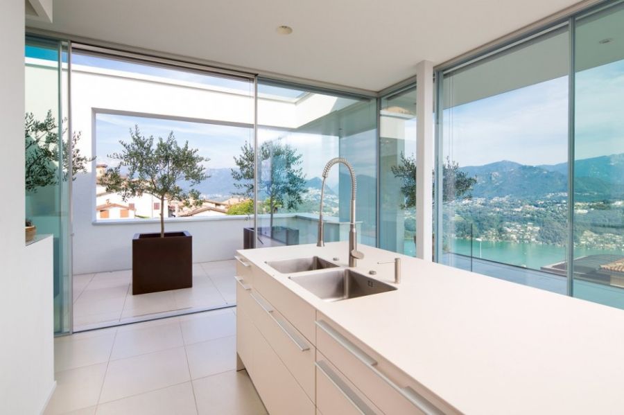 House Lombardo's kitchen with fabulous views