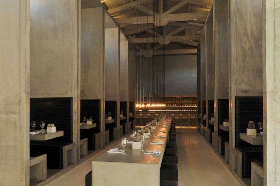 Interior of the restaurant showcases a Mid Century Modernist look