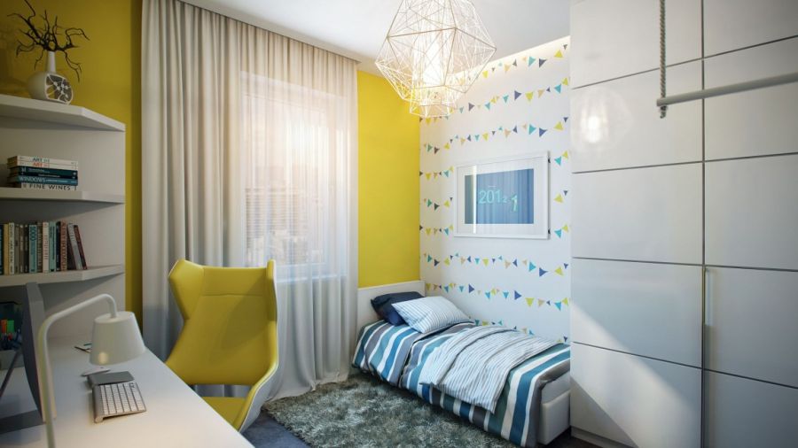 Kids' bedroom design in yellow