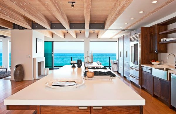 Kitchen island with white countertop