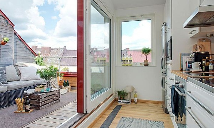 Chic Swedish Loft Promises Lovely Terrace Views