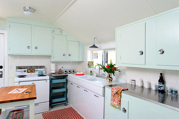 Mint green kitchen