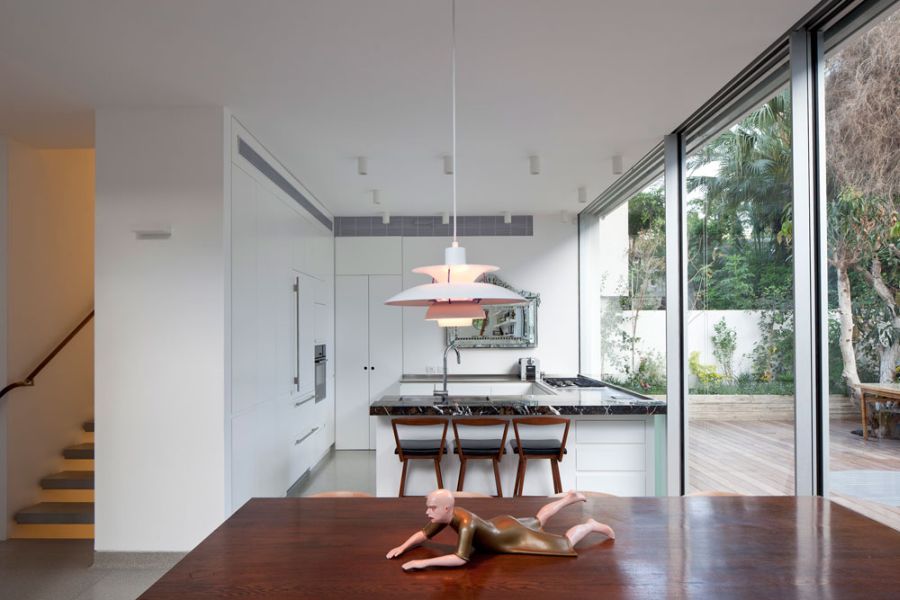 Modern kitchen and dining space in the Israeli villa