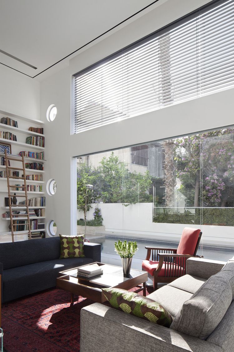 Natural light lights up the spacious living room