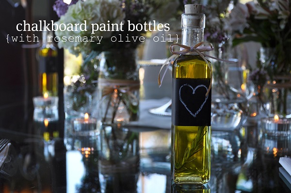 Olive oil bottle with chalkboard label