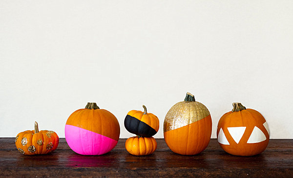 Paint-dipped pumpkins