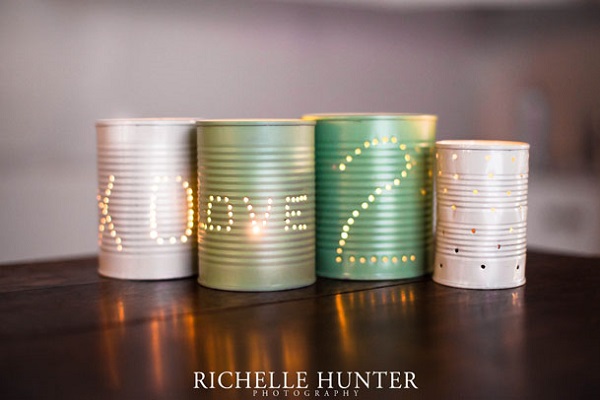 Pastel tin can lanterns