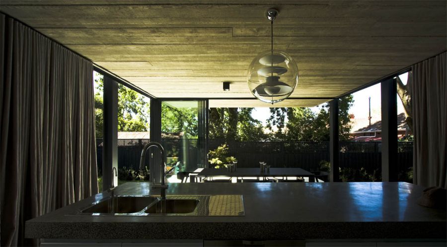 Pendant lighting above the kitchen island