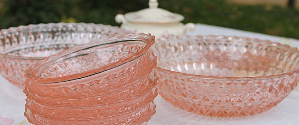 Pink depression glass