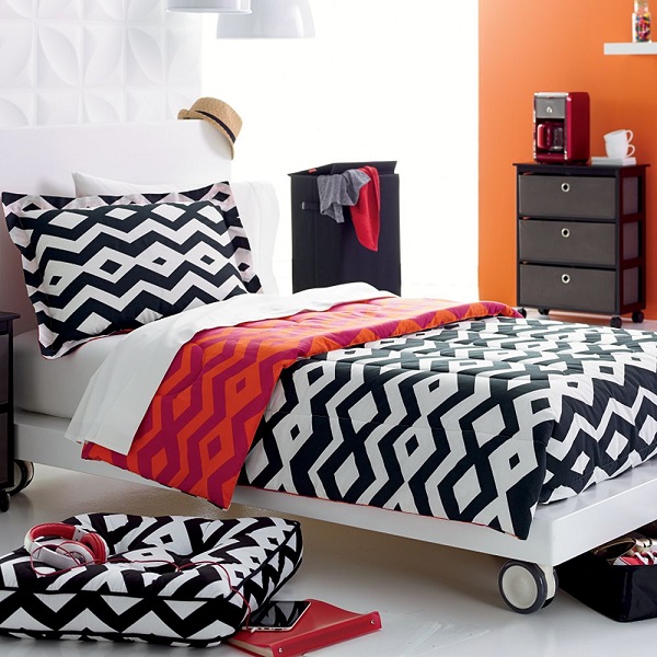 black red and white bedspreads