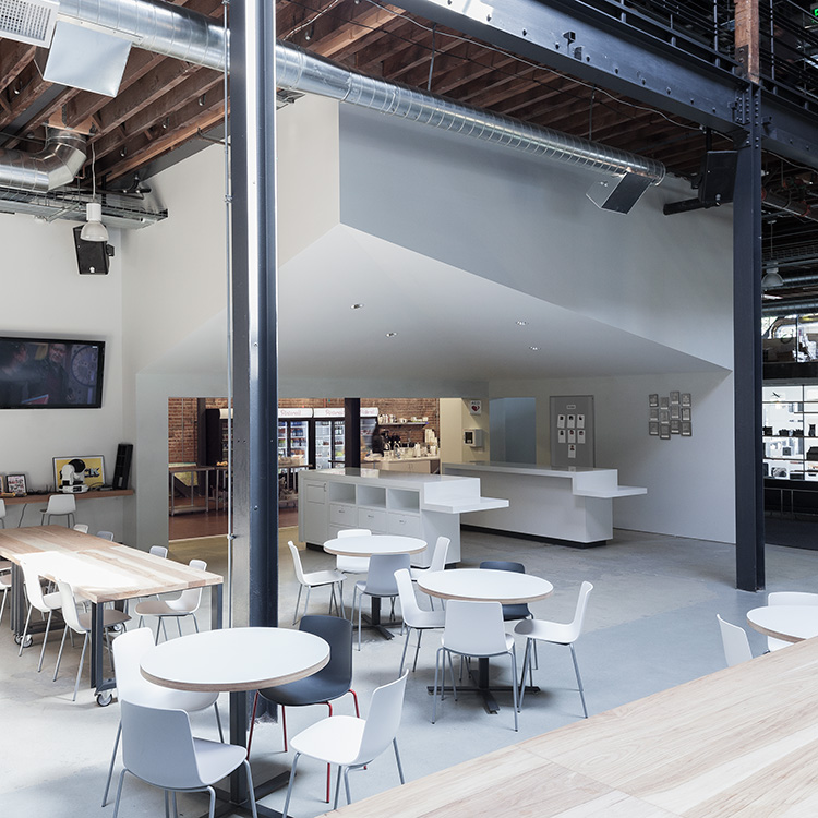 Seating space inside the Pinterest Headquarters