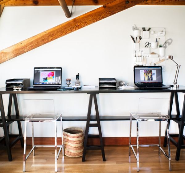Smart home office design with transparent Vapor Bar Stools