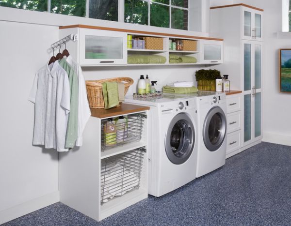 Smart shelving units idea for a small laundry room