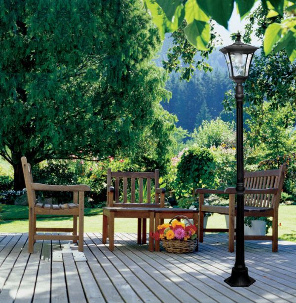 Solar powered light post for the patio