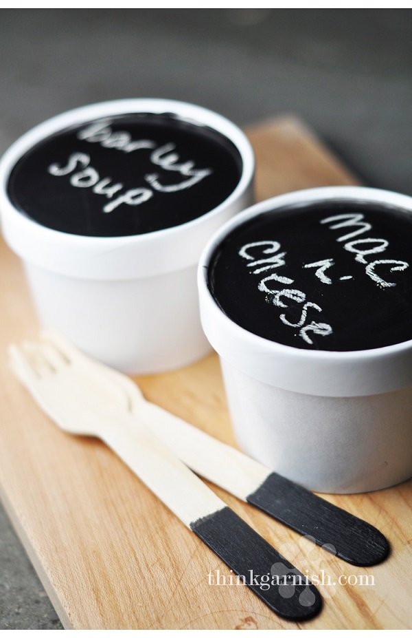 Soup containers with chalkboard lids