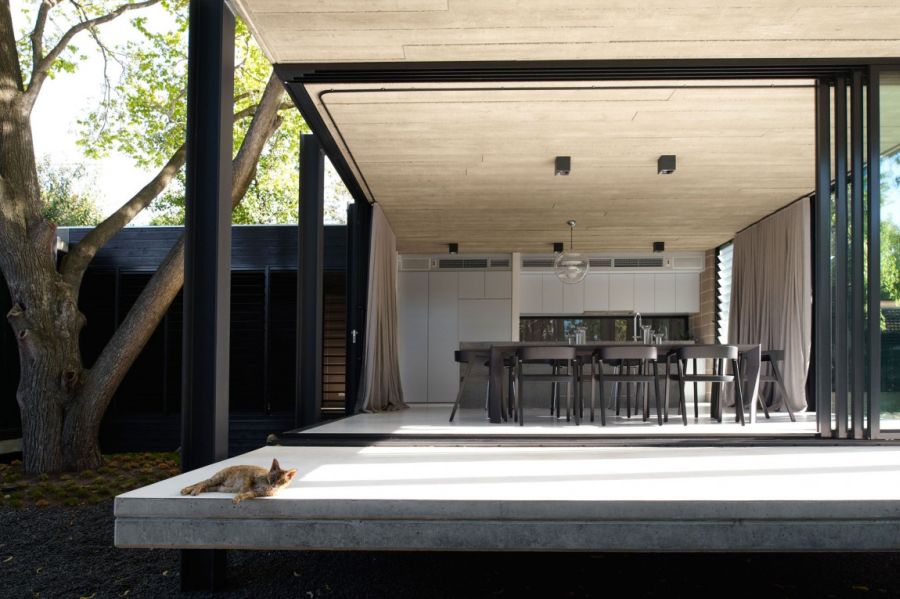 Stacked glass doors of the Elm & Willow House