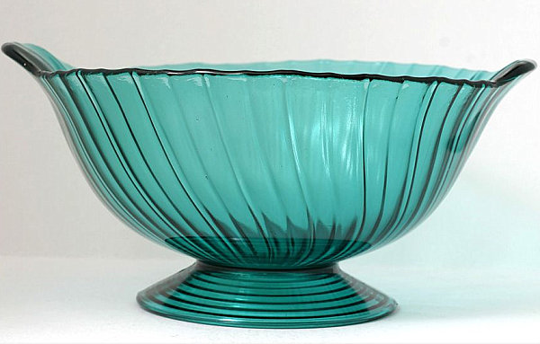 Teal swirl depression glass