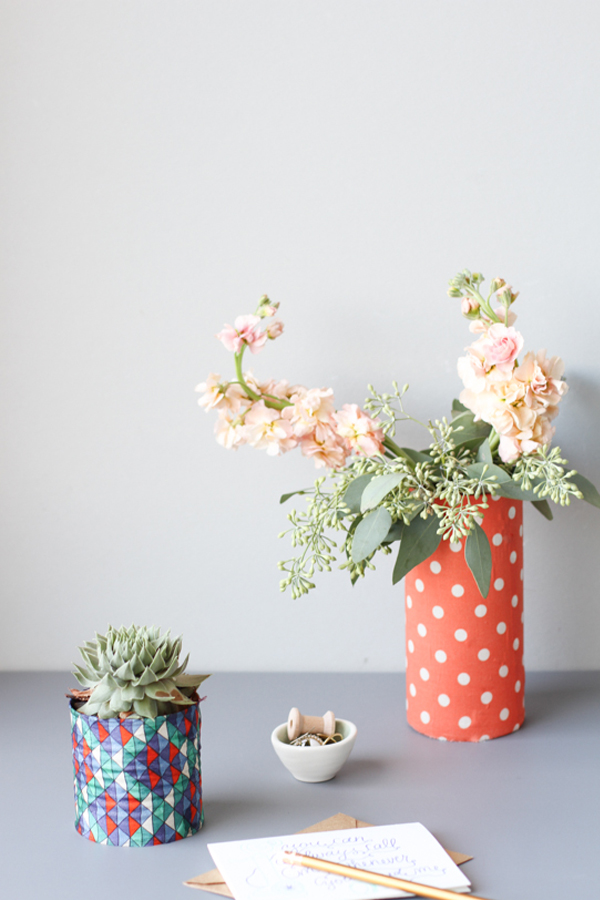 Tin cans covered in fabric