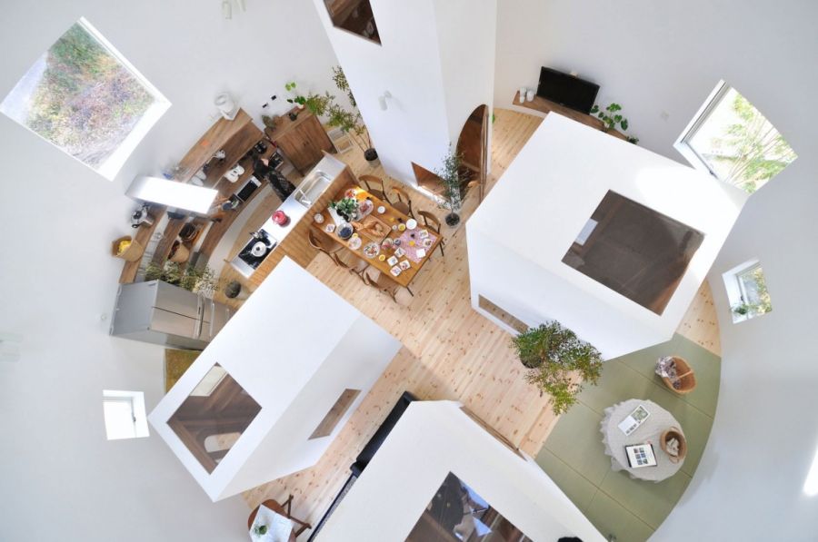 Tower like structures on the inside of Japanese home