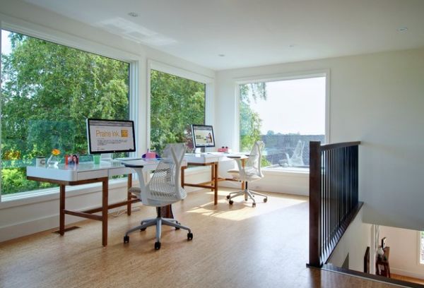 Two identical workstations in a home office for a couple