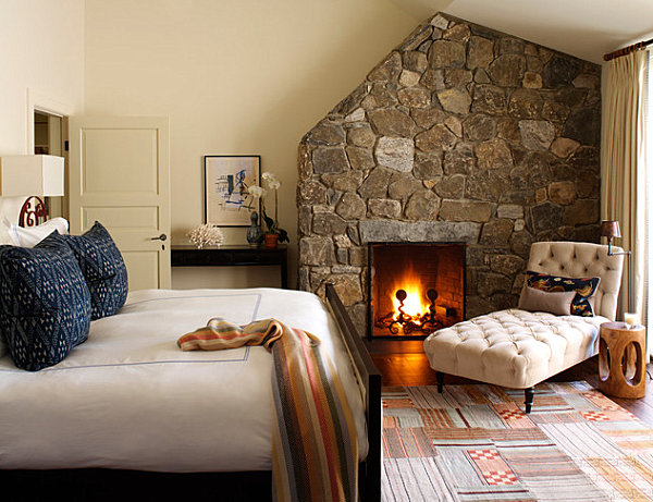 Variety of textiles in a cozy bedroom