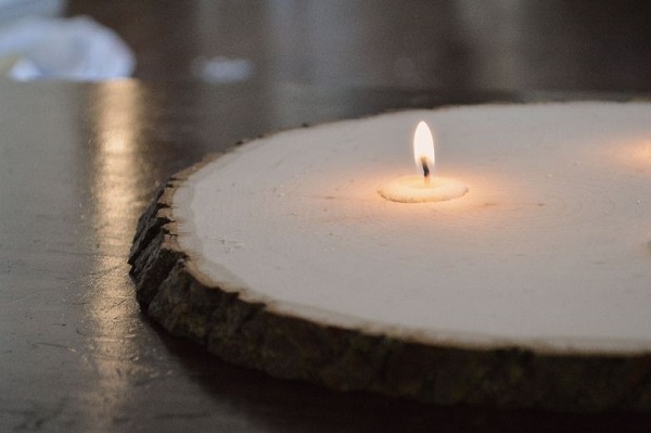 Wood cross section candle holder