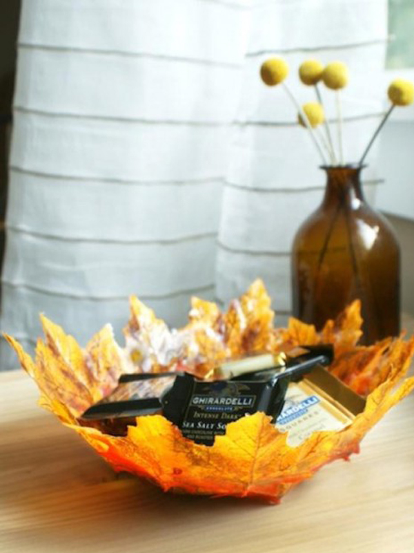 Yellow and red leaf bowl diy