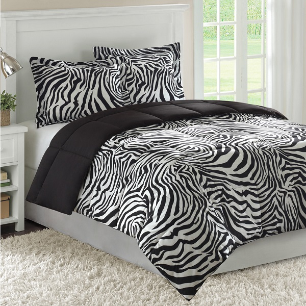 Zebra print comforter set for girls